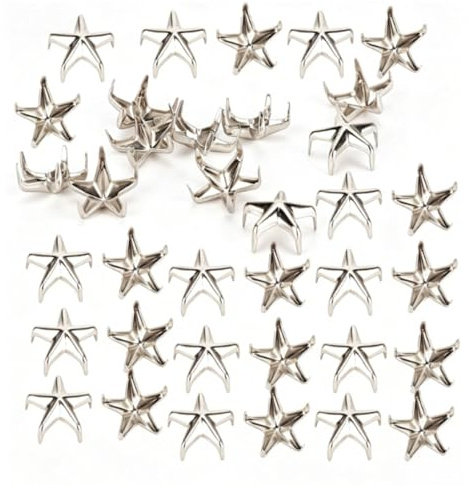 200PCS Rivetti a stella, borchie a stella Rivetti ad artiglio Punte a pressione manuale per fai da te, lavorazione della pelle, vestiti, giacche - 10MM(silver)