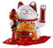 Gato de la Suerte de la Fortuna con Brazo agitador de Oro Chino Feng Shui Deoration Lucky Cat para Tiendas, restaurantes, Sala de Estar 25cm