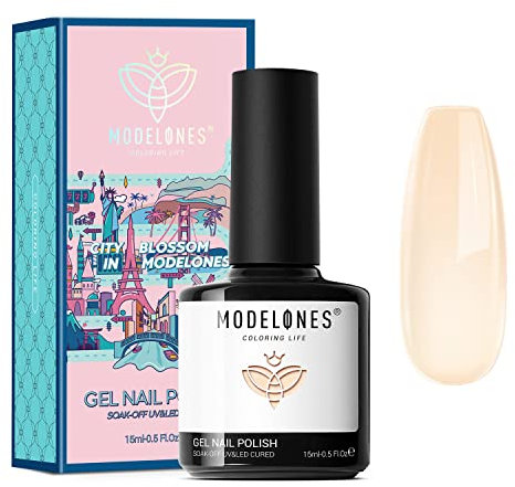 Modelones jelly Gel Polish, 15ml 1Pc Transparent Yellow Nail Polish Long Lasting French Soak Off Gel Varnish, Popular Spring Sheer Nail Polish DIY Home Salon Manicure Mother's Day Gift