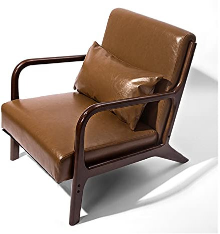 DUNAKE Armlehnensessel,Polsterstuhl,Polstersessel Loungesessel,Modern Wohnzimmer Sessel,Massivholzbeine,nordischer Sessel,Zuhause,Schlafzimmer,Balkon,Garten,praktisch und modisch (Color : Brown)