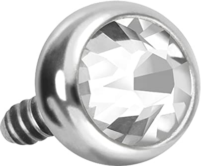 PIERCINGLINE Titan Schraubkugel mit Außengewinde 0,9 mm Kristall Piercing Aufsatz Ersatz Farb & Größenauswahl