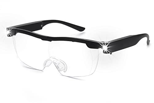 OKH Lupas 2X con luz, Lentes de Aumento con luz LED Recargables, Lentes de Aumento con luz Brillante, Lupa Manos Libres para Trabajo cercano, Manualidades, joyeros, Lectura, Hobby