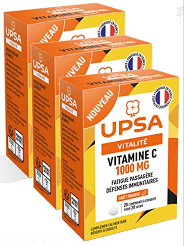UPSA Vitality, Vitamin C 1000mg Tablet - Pack of 3 Boxes of 20 Tablets (Pack 3)
