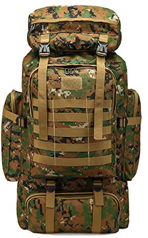 Rozhuhro 80L Militärische Taktischer Wasserdicht Wanderrucksack Gepäckbeutel Große Kapazität Survival Rucksack Trekkingrucksack Reiserucksack, 600D Oxford Outdoor Rucksack,Jungle camouflage