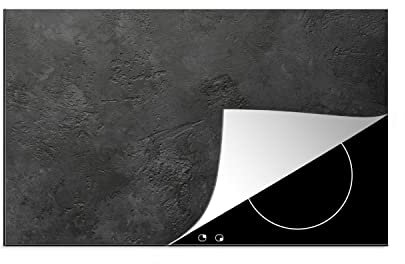 MuchoWow Herdabdeckplatte Ceranfeld Spritzschutz Küche Beton - Strukturiert - Industriell - Schwarz - Grau 81.2x52 cm Induktionsherd Abdeckung Induktionskochfeld Ceranfeldabdeckung