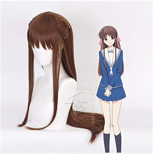 ydound Anime Coser wig Anime FRUITS BASKET Tohru Cosplay Costume Wigs Long Straight Brown Synthetic Hair Wig+ Wig Cap