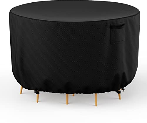 BROSYDA Rund Abdeckung Gartenmöbel 190φx80cm, 600D Lounge Abdeckung Rund Wasserdicht mit Belüftung, Schutzhülle Gartenmöbel für Rattan Ecksofa Abdeckung mit Schnallen, Kordeln