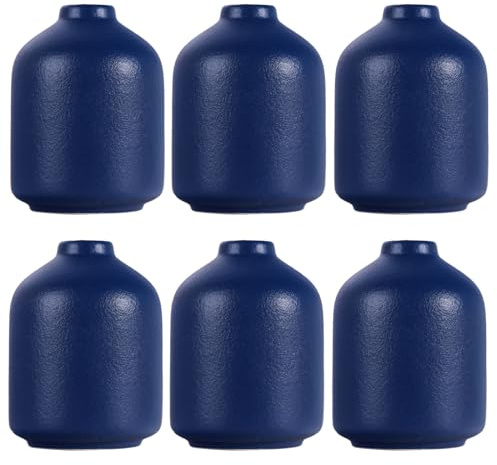 Set di 6 vasi in ceramica blu navy, vaso da fiori moderni bohémien per tavolo, ufficio, soggiorno, fattoria, centrotavola, matrimonio