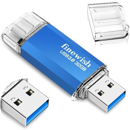 Chiavetta USB C 32GB Pendrive OTG Memory Stick Tipo C 2 in 1 Flash Drive USB 3.0 - Velocità di Lettura Fino a 40MB/s, per PC, Laptop, Computer, Auto, TV (Blu)