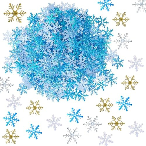 1 200 st snöflingor konfetti jul dekorativ konfetti snöflingor dekoration paljetter bordskonfetti dekoration bord konfetti bordsdekoration för jul och vinter dekoration, bröllop, födelsedag