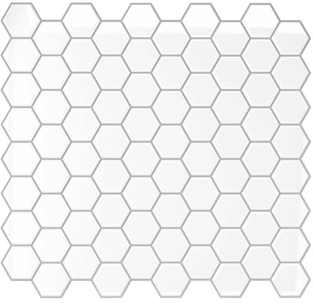 VEELIKE Crédence Adhesif Cuisine Blanc Hexagone 3D Carrelage Mural Salle de Bain Moderne Imperméable Vinyl 30.5cm×30.5cm 24 Pièces
