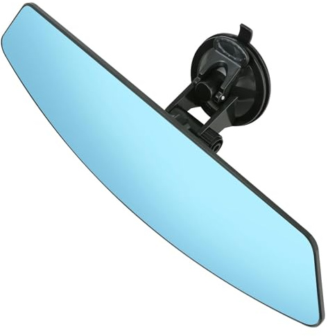 Specchietto Retrovisore Interno Auto，Universale Grandangolare Antiriflesso Specchio interno a Ventosa per Auto, SUV, Camion(Curva 320MM, Blu)