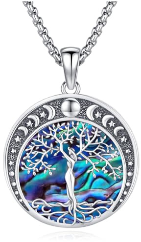 Eusense Collier Arbre de vie en Argent 925 Pendentif Triple Lune Collier arbre de vie et Lune pour Femmes Hommes Fête des mères