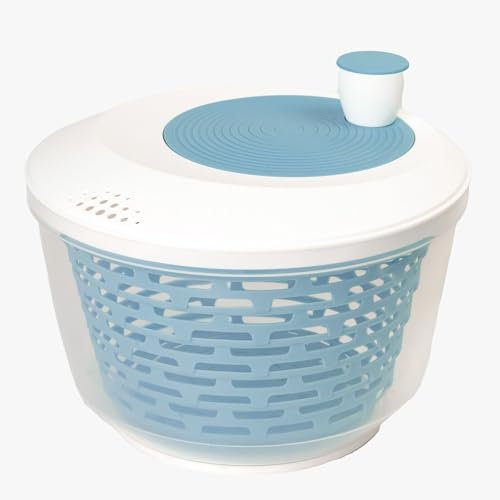 Westmark Centrifuga per Insalata, Capacità 4.4 Litri, Ø 23.5 cm, Plastica, Senza BPA, Spinderella, Colore Trasparente e Bianco e Blu, 2430226B, Blu, antiscivolo