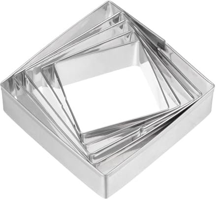 sourcing map 5pcs Cookie Cutters, Square Shaped Stainless Steel Biscuit Cookie Cutter for Kitchen Baking