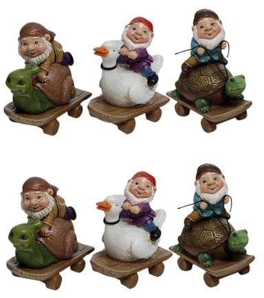 Kisangel 6pièces Décoration De Jardin Résine De Nains De Jardin Miniatures Ornements Créatifs pour Maison Balcon Sculptures Délicates Résine pour Atmosphère Festive