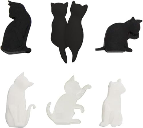 6Pcs Black and White Heat-Resistant Silicone Tea Bag Clips, Cartoon Cat-Shaped Reusable Holders for Bags Drink Markers Food, Tea Accessories, Tea Bag Coasters