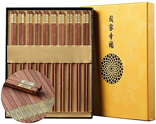 Bacchette Bacchette Bacchette Riutilizzabili 10 Paia Bacchette Naturali Riutilizzabili, Bacchette In Legno Stile Cinese Set Regalo Stoviglie Per Adulti E Bambini Con Scatola Antiscivolo Lavabile