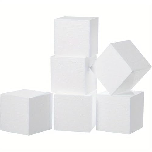 Polystyrene Solid Foam Cubes 80mm (8cm) - Pack of 3 - for Crafts, Sculpting, Floral Arrangements & Centerpieces Floral Foam Blocks for Artificial Flowers Foam Sheets for Weddings, Christmas & Easter