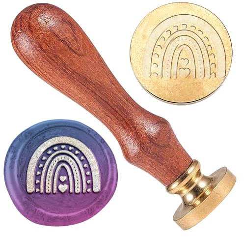 DELORIGIN Siegelstempel Aus Regenbogen Wachs Geprägter Siegelstempel Abnehmbarer 25 Mm Messing Wachssiegel Stempelkopf Für Hochzeitseinladungen Briefumschläge Geschenkverpackungen Dekor