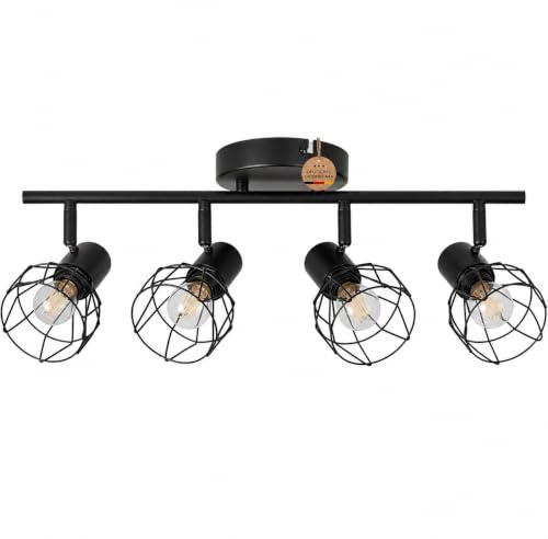 Zedelmaier LED Deckenstrahler,Deckenlampe 4 Flammig Schwenkbar,E14 | Deckenlampe;Metallgitter;Für Flur & Küche;90° neigbar,350° drehbar;Max. 40 W;Deckenmontage & Wandmontage;Ohne Leuchtmittel
