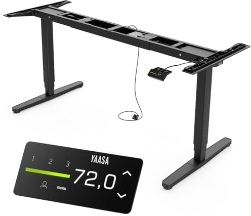 Yaasa Frame Pro Schreibtischgestell höhenverstellbar, 140-200cm, 140kg | Für Tischplatten bis 200x100cm, 140kg Traglast, 2 Motoren, abgerundete Säulen, Untertisch-Handschalter, innovative Funktionen