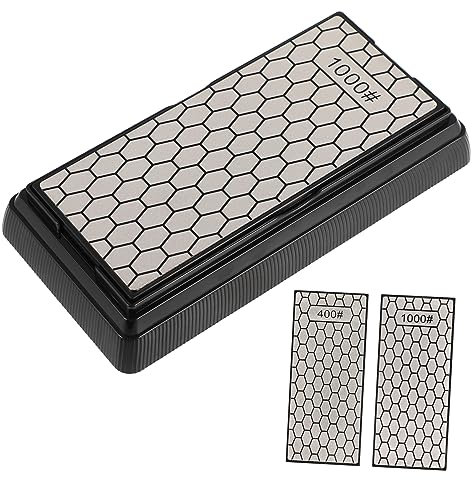 KITANDOVE Kitchen Sharpener Sharpener Stone 400/1000 Grit Double-Sided Design Non-Slip Base Heavy Duty for Cutlery Scissors Easy to Use