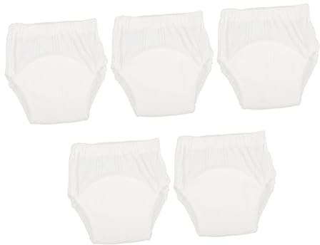 Waschbare Töpfchentrainingshosen aus Baumwolle, 5 Stück-pack für Babys | Weiß, Geeignet für 9 bis 11kg, Elastischer Bund, Saugstark und Bequem