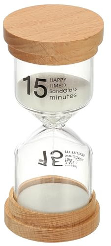 PATIKIL 15 Minute Sand Timer, Wooden Sand Watch High Borosilicate Glass Sandglass Sand Clock for Games, Classroom, Kitchen, Office, Home Decoration, White