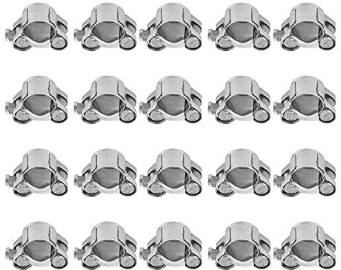 Fuel Line Clamps, 20Pcs Hose Clamp Stainless Steel Mini Hose Tube Clip Mini Clamps Spring Hose Clamps for Motor Vehicle Petrochemical Pharmaceutical (23-25mm)