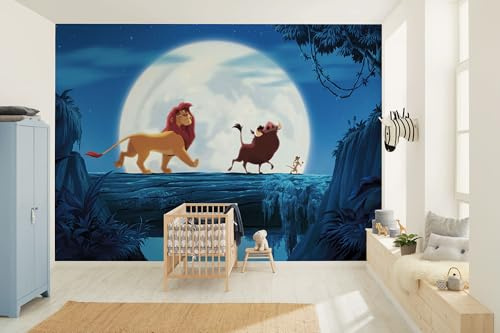 Komar Vlies Fototapete - Disney The Lion King Full Moon Walk - Größe 350 x 250 cm - Tapete, Kinderzimmer, Kindertapete