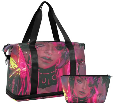 Devil Girl American Vintage Grand sac de sport à emporter avec trousse de toilette pour salle de sport 2 pièces, Devil Girl, American Vintage, 1 size