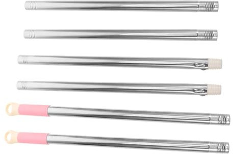 WESIEVYA 2 Sets 3-Section Extendable Stainless Steel Mop Handles with Threaded Connector, Floor Mop Handle Replacement Sticks for Home Cleaning and Kitchen Use Random Color