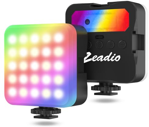 Zeadio RGB Camera Video Light - 800LM Adjustable 3000K-7000K Color Temperature & 6 Colors, CRI95 Portable Pocket LED Light for DSLR/Tabletop Filming/Selfie/Cell Phone/Photography, Pack of 1