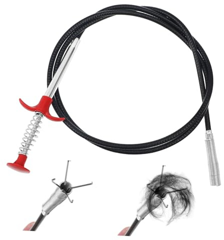 KONTONTY Recogedor de Pelos de Drenaje y Herramienta para Desatascar Desagües, Acero Inoxidable, Mango de Pp, Flexible y Resistente, Limpieza de Tuberías de Cocina y Baño, 160 Cm, Uso