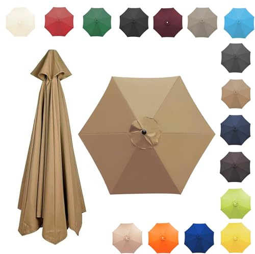350CM/8 Baleines Auvent De Remplacement Pour parasol De Jardin, Toile Anti UV 50+, Housse De Rechange Polyester
