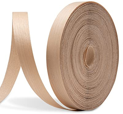 FAKILO Cinta de borde de abedul de 3/4 pulgadas x 50 pies, cinta de borde de chapa de madera contrachapada prepegada para reparación de gabinetes y restauración de muebles