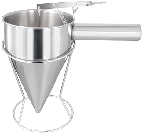 MOUYAT Pfannkuchenspender, Edelstahl Teigspender mit Ständer, 1,2 l Cupcake-Teigspender für Waffeln, Muffins, Pfannkuchen, Crêpes
