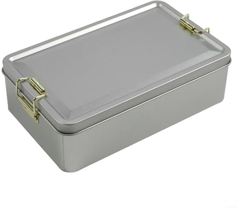 Cajas de almacenamiento de metal funcionales rectangulares para galletas y pasteles, adición elegante a tu cocina (L)