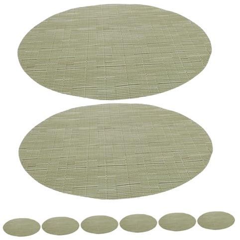 Healifty 8 Pezzi Tovagliette Rotonde PVC con Bamboo Antiscivolo e Isolanti per da Pranzo e Feste Facili da e Resistenti Al Calore Verde