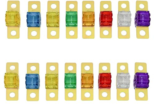 16PCS Set of Bolted Cars, Fuses, 20A-120A Style Midi Fuse Holder, Mega Fuse, New Energy Vehicle Small Car, Ship, Truck Small Flat Insert Round Hole。