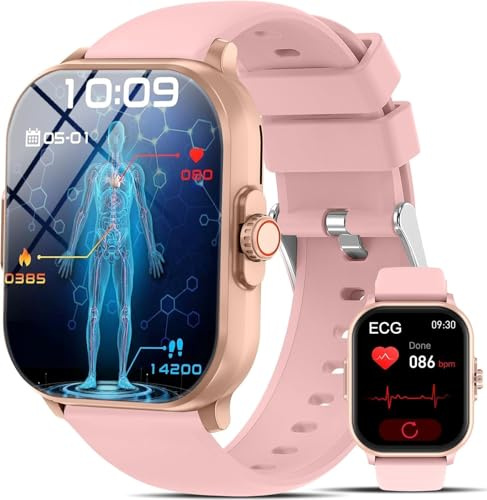 YYKY 2026 ECG+HRV Smart Watch for Women with Bluetooth Calls/IBM/Heart rate/Body Temperature/Sleep Monitor - 2.01 HD IP67 Waterproof Smartwatch, Health & Fitness Smartwatch for iOS Android