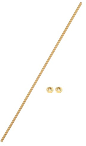sourcing map Vollgewindestange aus Messing, M4 x 0,7 mm Gewindesteigung, Rechtsgewinde, Bolzen mit massiven Messing-Sechskantmuttern, 250 mm lange Gewindestangen, Befestigungen für Anker, Schrauben