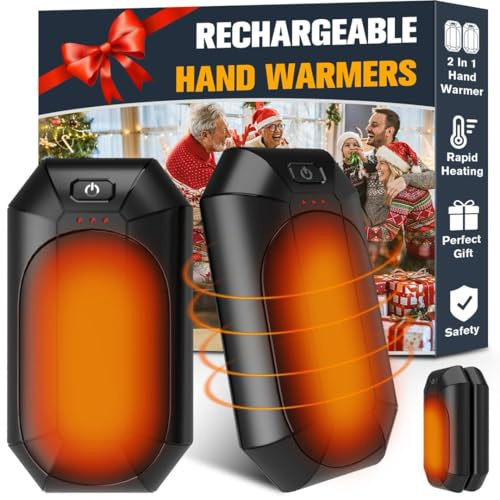Hand Warmers Rechargeable 2 Pack, Electric Hand Warmer Reusable, USB Hand Warmer, Portable Pocket Hand Warmer for Outdoors, Hunting, Golf, Camping, Warm Gifts for Men Women