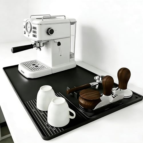 FORBELL Unterlage Kaffeemaschine, 60x40cm, 2-in-1 Silikon Matte für Kaffeemaschine, Rutschfeste Hitzebeständige, Leicht zu Reinigen, Schwarz