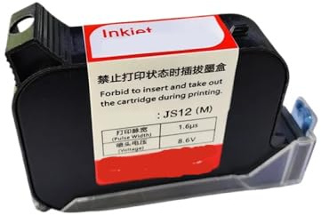 VMZSYYXXJ Cartouche d'encre 1 pièces JS12 JS12M 600DPI 12. Imprimante à Jet d'encre Thermique Portable de 7 mm, solvant écologique à séchage Rapide(1 Black)