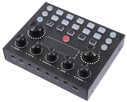 Homoyoyo Carte Son Double Entrée Effets Lumineux RGB, Mixeur Audio et Modificateur de Voix pour Streaming et Podcast sur Téléphone Portable et Ordinateur, Compatible Tablettes