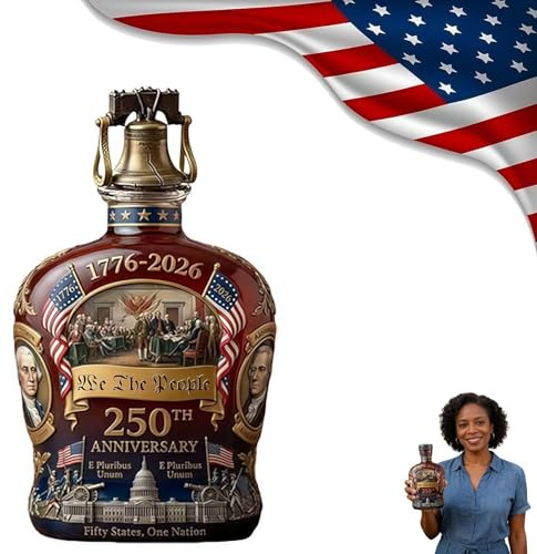 RYGRZJ U.S. 250th Anniversary Commemorative Whiskey Bottle – “We The People” Heritage Decanter, America Anniversary Whiskey Glass, for Father’s Day, July 4th, Veterans & Collectors (Bottle B)