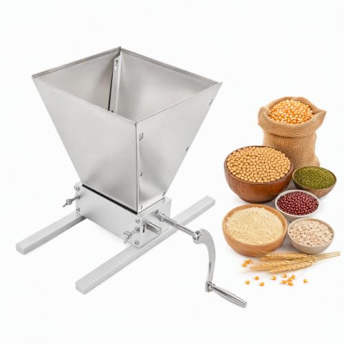 Macinino manuale per cereali, in acciaio inox, 0 – 2,5 mm, regolabile, con 2 puntelli in alluminio, attacco per orzo, grano, mais, caffè