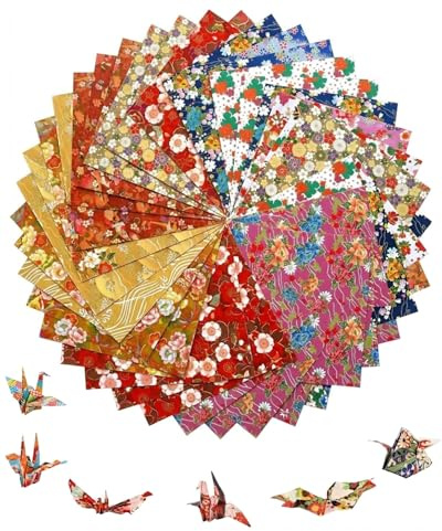JEXOWIQ Fogli Carta Origami 60 Fogli 15x15cm carta per origami,fogli origami,con Motivi Floreali Tradizionali Giapponesi per Hobby Creativo, Scrapbooking, Decorazione e Idee Regalo